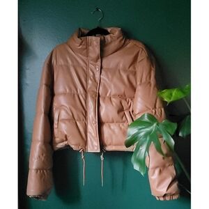 NWT Love Tree Faux Leather Puffer Jacket